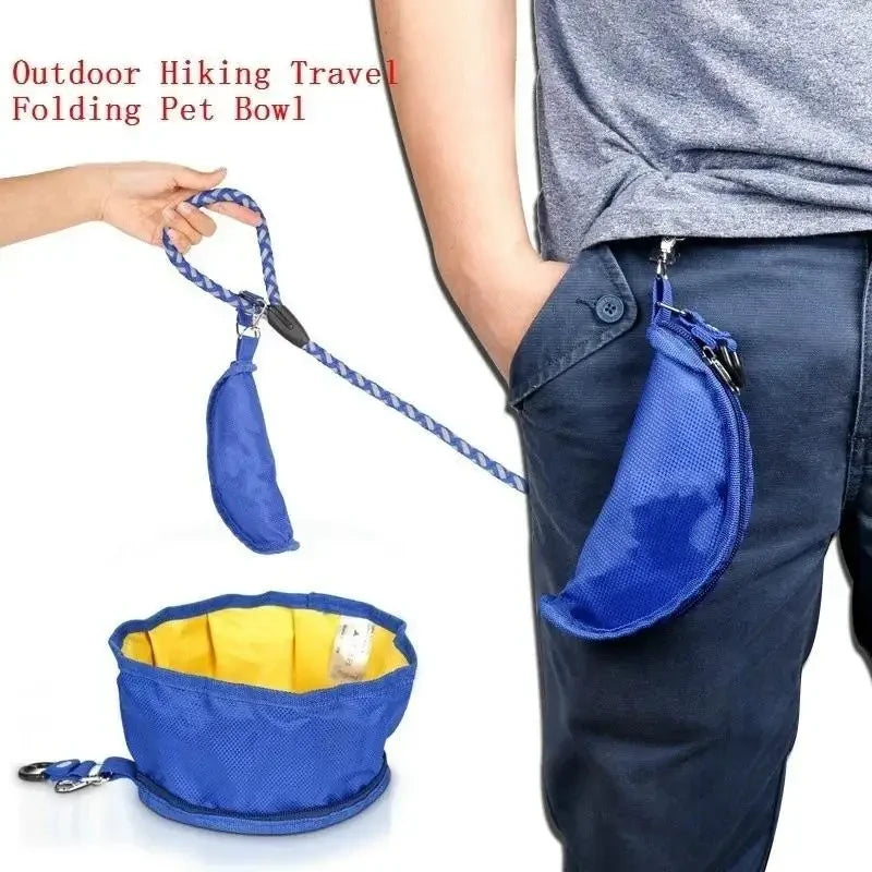 Foldable Dog Travel Bowl With Food Storage