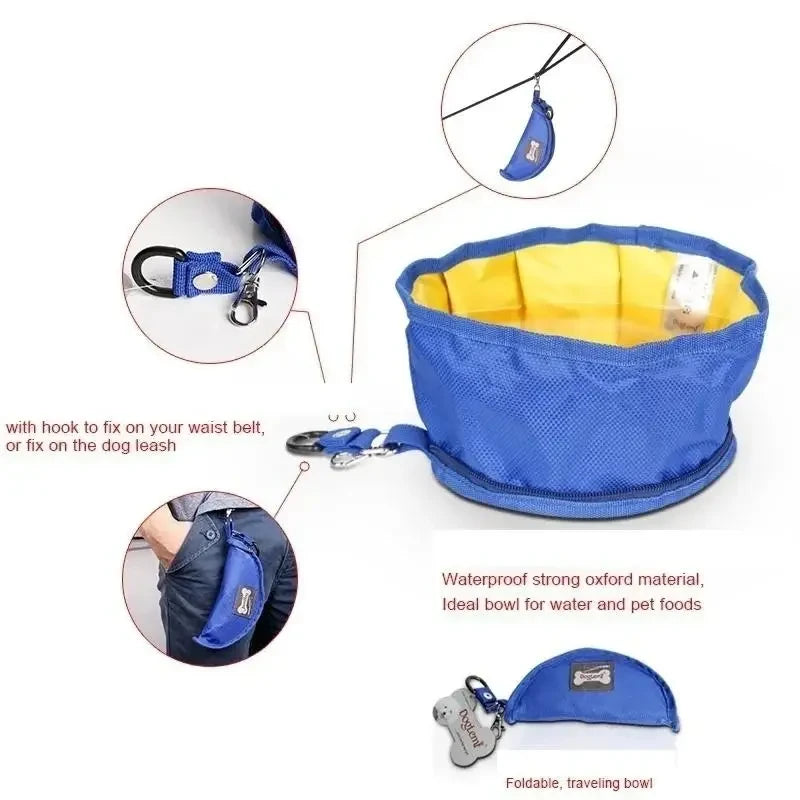 Foldable Dog Travel Bowl With Food Storage