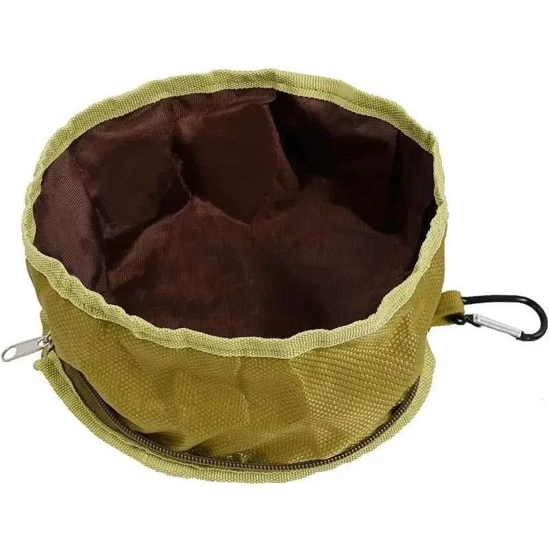 Foldable Dog Travel Bowl With Food Storage